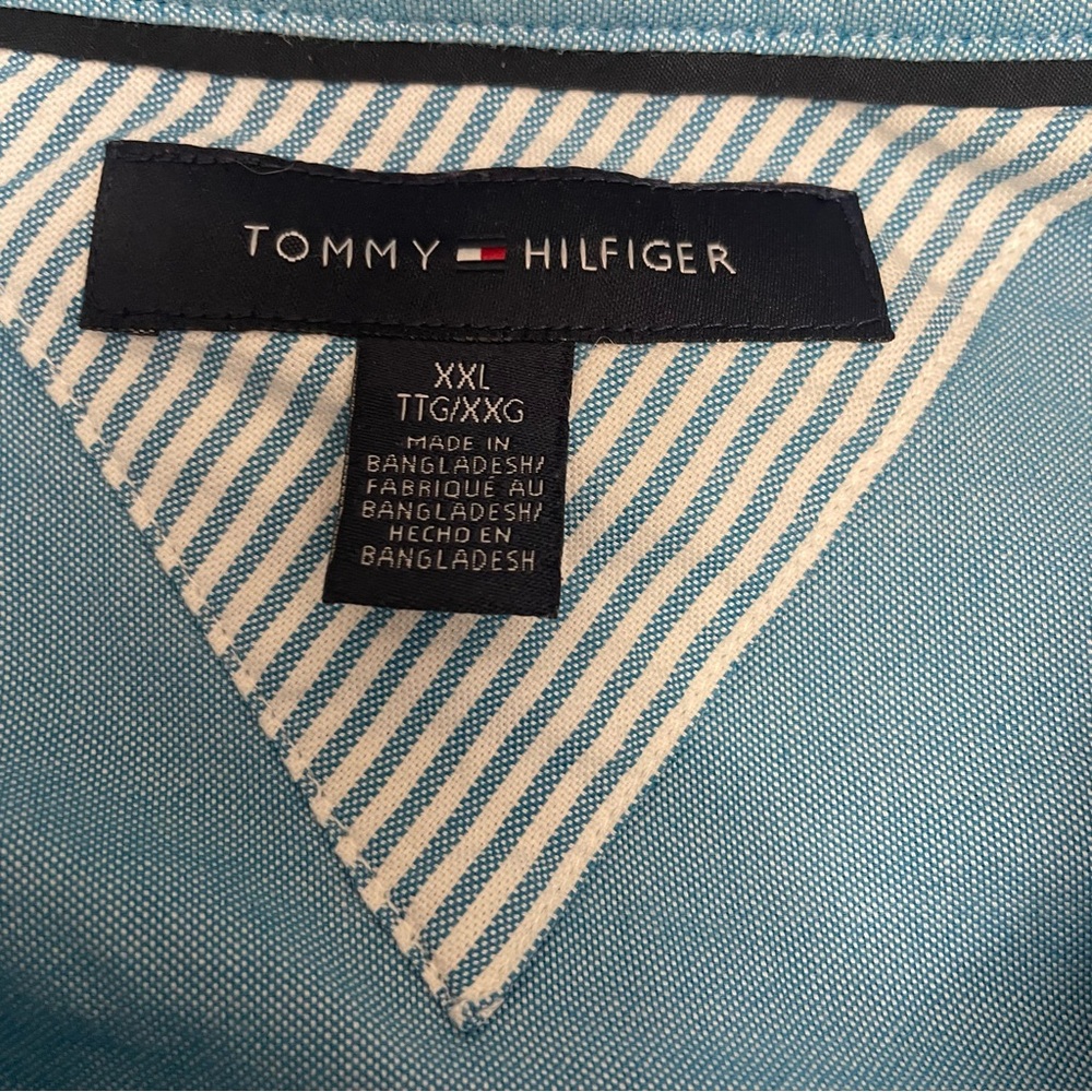 Tommy Hilfiger Men's Light Blue Button Down Shirt Long Sleeve 100% Cotton XXL - Picture 2 of 9